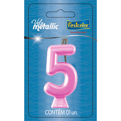 Produto Festcolor - VELA METALLIC ROSA N° 5