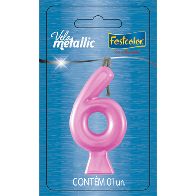 Produto Festcolor - VELA METALLIC ROSA N° 6