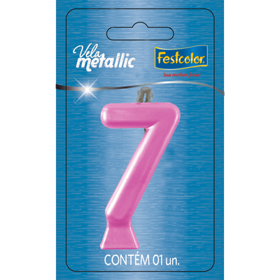 Produto Festcolor - VELA METALLIC ROSA N° 7