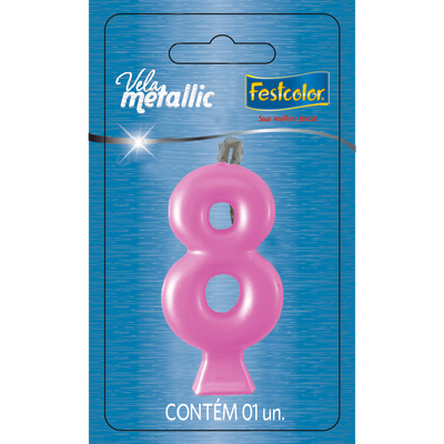 Produto Festcolor - VELA METALLIC ROSA N° 8
