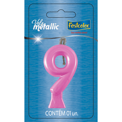 Produto Festcolor - VELA METALLIC ROSA N° 9