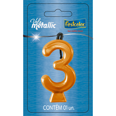 Produto Festcolor - VELA METALLIC OURO N° 3