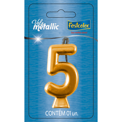 Produto Festcolor - VELA METALLIC OURO N° 5