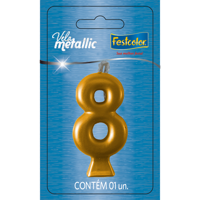 Produto Festcolor - VELA METALLIC OURO N° 8