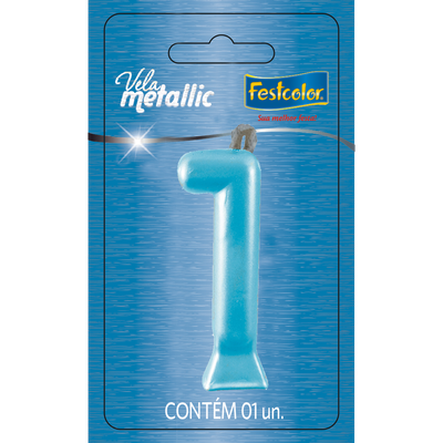 Produto Festcolor - VELA METALLIC AZUL N° 1