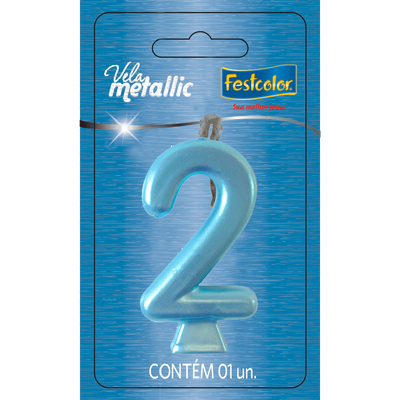 Produto Festcolor - VELA METALLIC AZUL N° 2