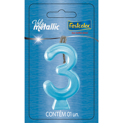 Produto Festcolor - VELA METALLIC AZUL N° 3