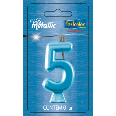 Produto Festcolor - VELA METALLIC AZUL N° 5