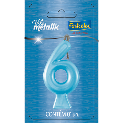 Produto Festcolor - VELA METALLIC AZUL N° 6