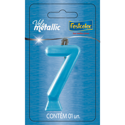 Produto Festcolor - VELA METALLIC AZUL N° 7