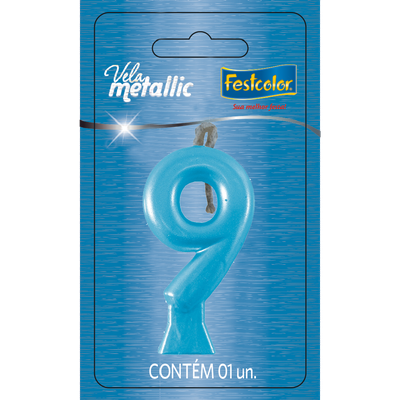 Produto Festcolor - VELA METALLIC AZUL N° 9