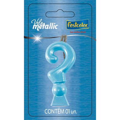 Produto Festcolor - VELA METALLIC AZUL INTERROGAÇÃO