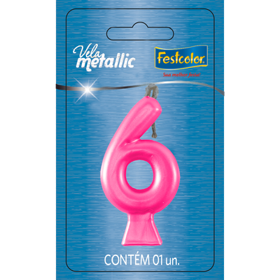 Produto Festcolor - VELA METALLIC PINK N° 6