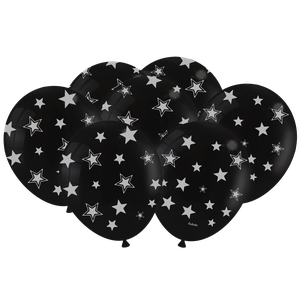 BALÃO METALLIC PRETO ESTRELINHAS