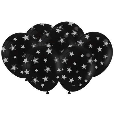 Produto Festcolor - BALÃO METALLIC PRETO ESTRELINHAS