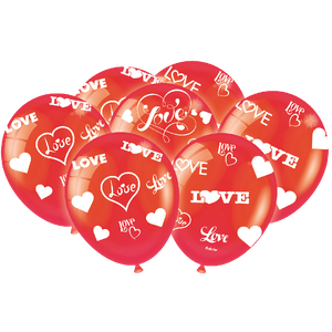 BALÃO METALLIC CORAÇÕES LOVE VERMELHO