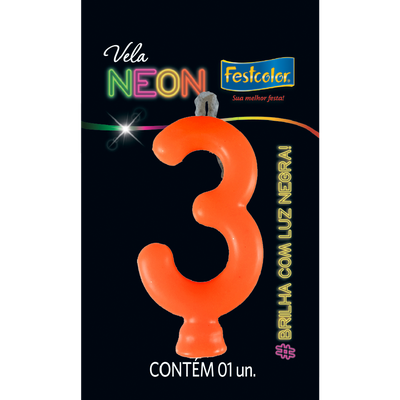 Produto Festcolor - VELA NEON LARANJA N° 3