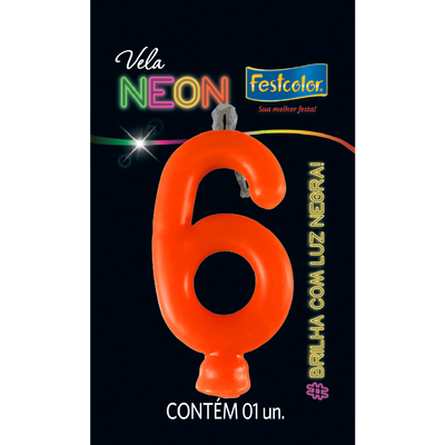 Produto Festcolor - VELA NEON LARANJA N° 6
