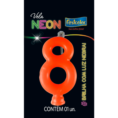 Produto Festcolor - VELA NEON LARANJA N° 8