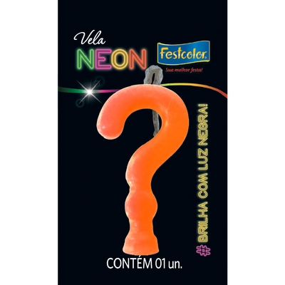 Produto Festcolor - VELA NEON LARANJA INTERROGAÇÃO