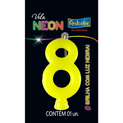 Produto Festcolor - VELA NEON AMARELO N° 8