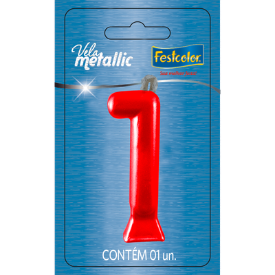 Produto Festcolor - VELA METALLIC VERMELHA N° 1