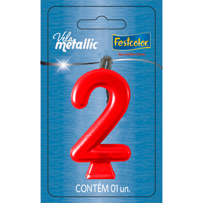 Produto Festcolor - VELA METALLIC VERMELHA N° 2