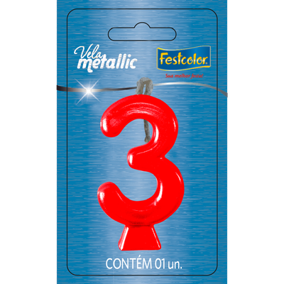 Produto Festcolor - VELA METALLIC VERMELHA N° 3