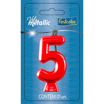 Produto Festcolor - VELA METALLIC VERMELHA N° 5