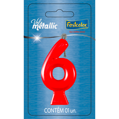 Produto Festcolor - VELA METALLIC VERMELHA N° 6