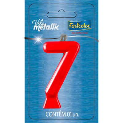 Produto Festcolor - VELA METALLIC VERMELHA N° 7