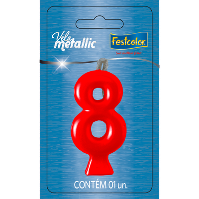 Produto Festcolor - VELA METALLIC VERMELHA N° 8