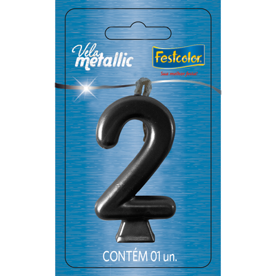 Produto Festcolor - VELA METALLIC PRETA N° 2