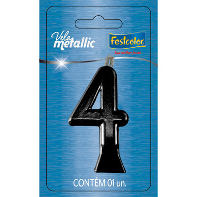 Produto Festcolor - VELA METALLIC PRETA N° 4