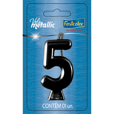 Produto Festcolor - VELA METALLIC PRETA N° 5