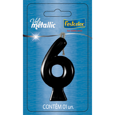 Produto Festcolor - VELA METALLIC PRETA N° 6