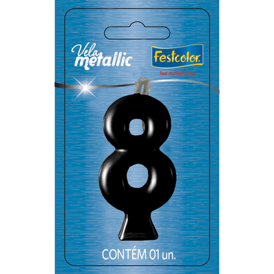 Produto Festcolor - VELA METALLIC PRETA N° 8
