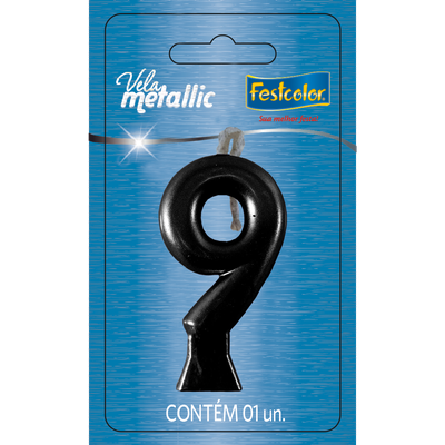 Produto Festcolor - VELA METALLIC PRETA N° 9
