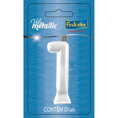 Produto Festcolor - VELA METALLIC BRANCA N° 1