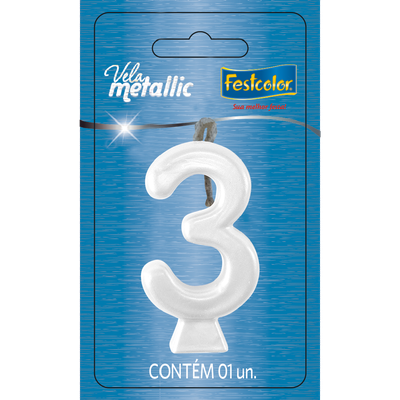 Produto Festcolor - VELA METALLIC BRANCA N° 3