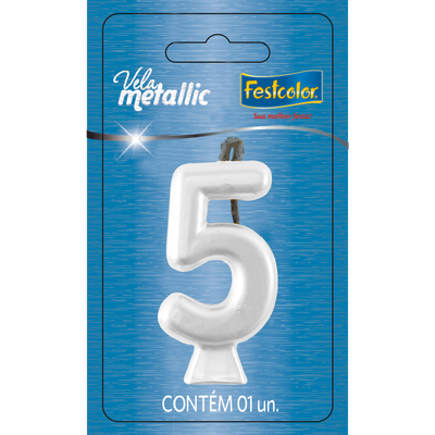 Produto Festcolor - VELA METALLIC BRANCA N° 5