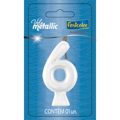Produto Festcolor - VELA METALLIC BRANCA N° 6