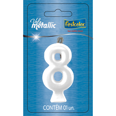 Produto Festcolor - VELA METALLIC BRANCA N° 8