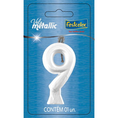 Produto Festcolor - VELA METALLIC BRANCA N° 9
