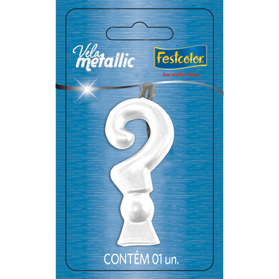 Produto Festcolor - VELA METALLIC BRANCA INTERROGAÇÃO