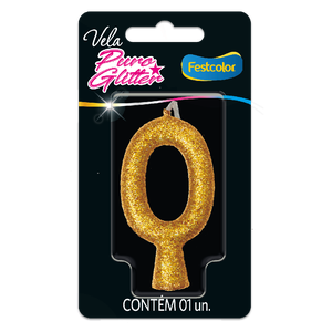 VELA PURO GLITTER DOURADA N° 0