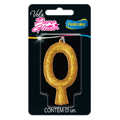 Produto Festcolor - VELA PURO GLITTER DOURADA N° 0
