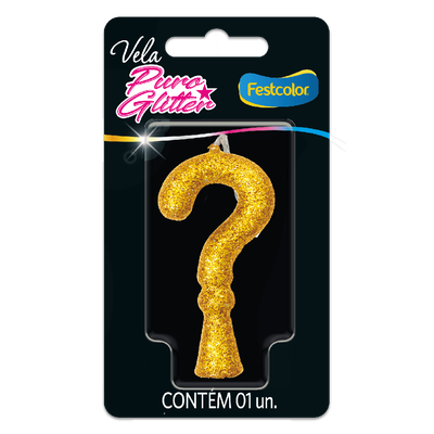 Produto Festcolor - VELA PURO GLITTER DOURADA INTERROGAÇÃO