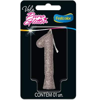 Produto Festcolor - VELA PURO GLITTER PRATA N° 1