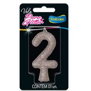 VELA PURO GLITTER PRATA N° 2